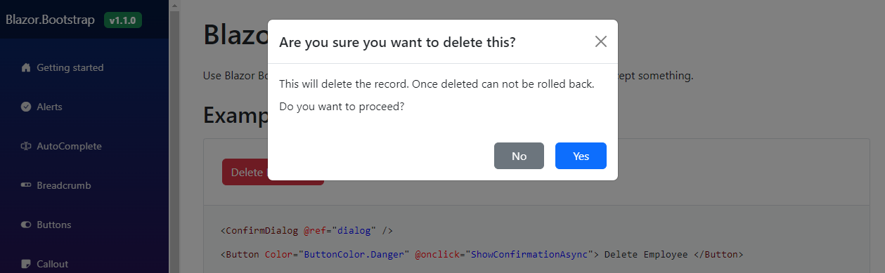 Blazor ConfirmDialog Component