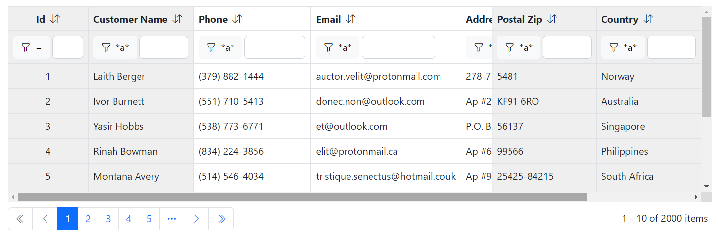 Blazor Grid Component