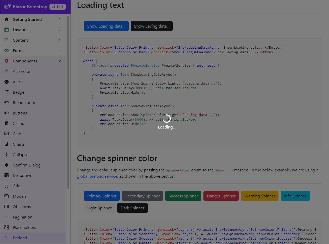 Blazor Preload Component